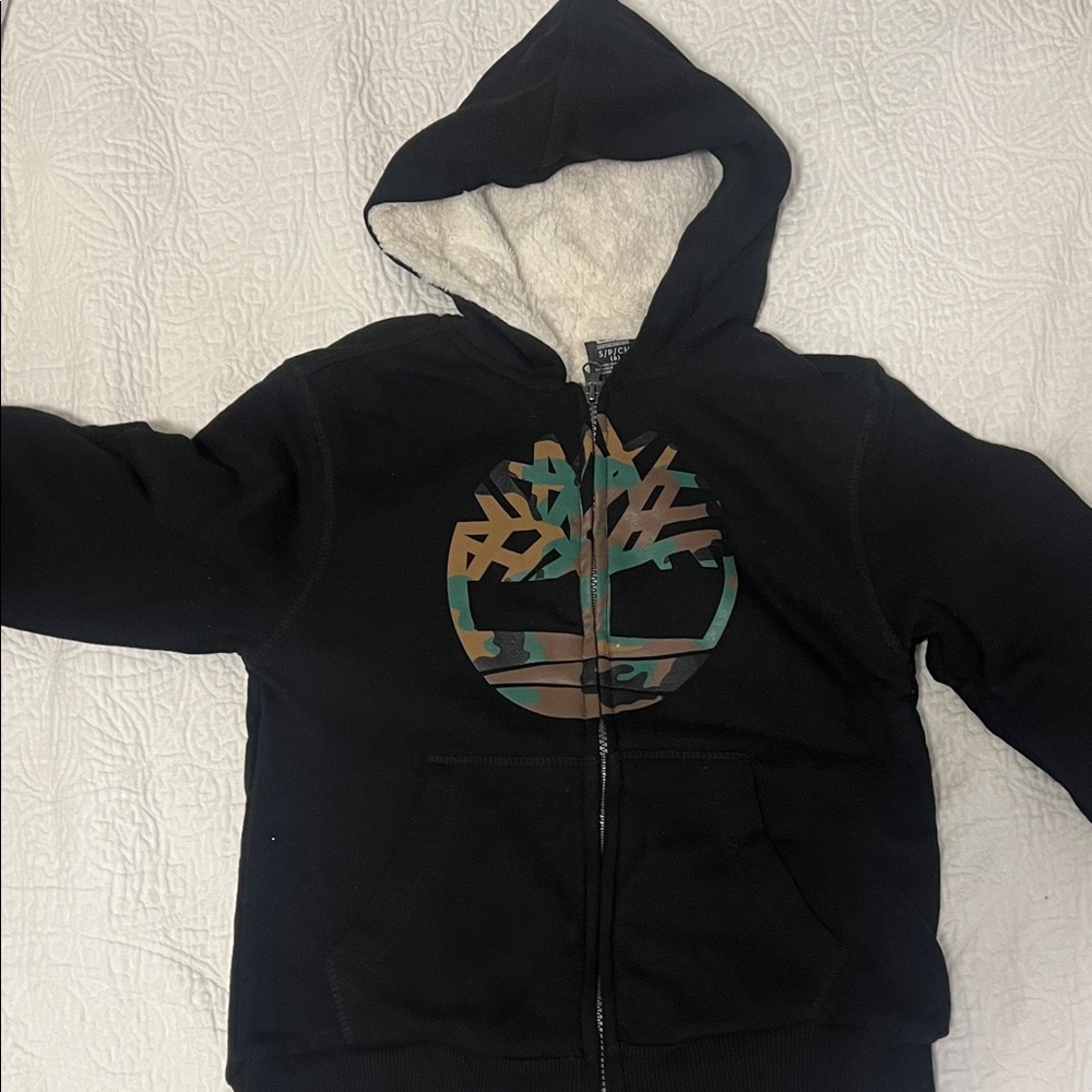 Timberland Kids Black Hoodie with Camo Logo